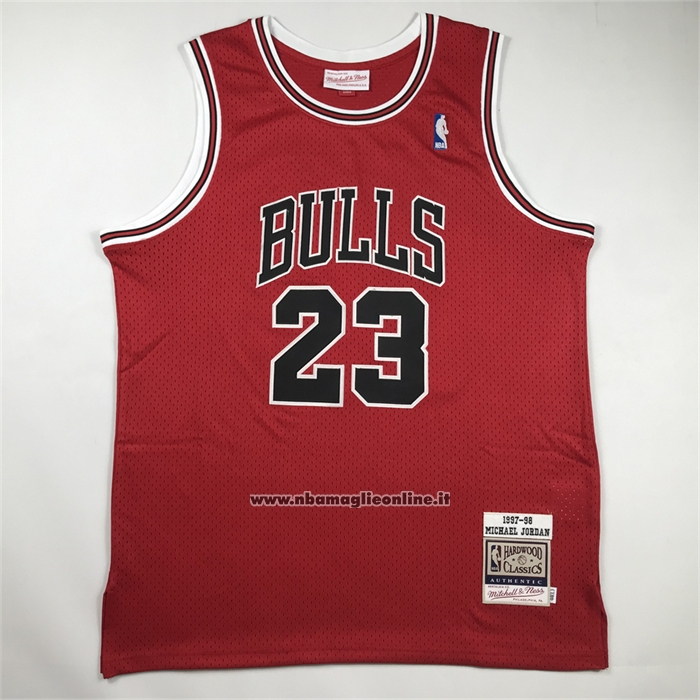 Maglia Chicago Bulls Michael Jordan No 23 Autentico 1997-98 Rosso